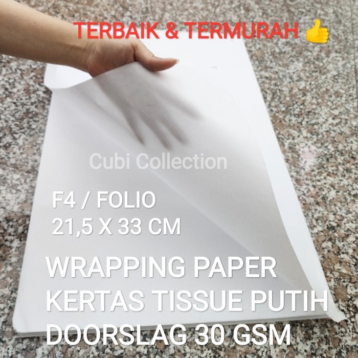 

(BestSeller) WRAPPING PAPER KERTAS DOORSLAG DORSLAG TISSUE TISU PUTIH F4 / 30 GSM