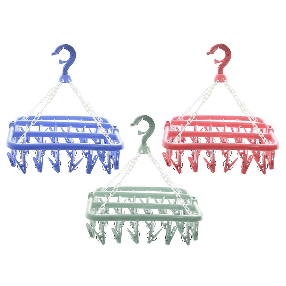 32 Clips Portable Socks Cloth Hanger Rack Clothespin Multifunctional Drying Rack Sock Holder Wardrob