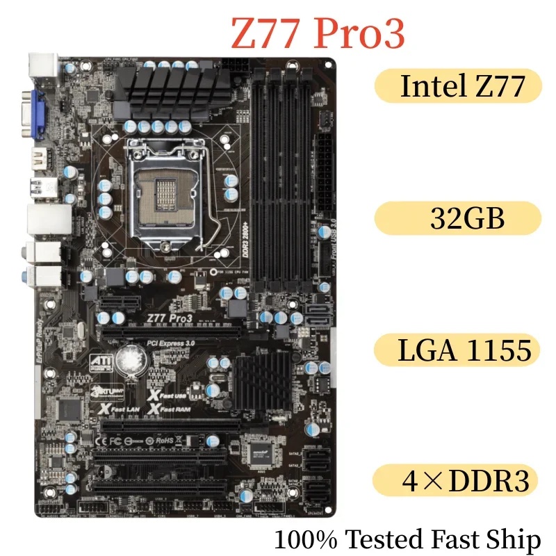 For Asrock Z77 Pro3 Motherboard 32Gb Lga 1155 Ddr3 Atx Mainboard 100% Tested Fast Ship