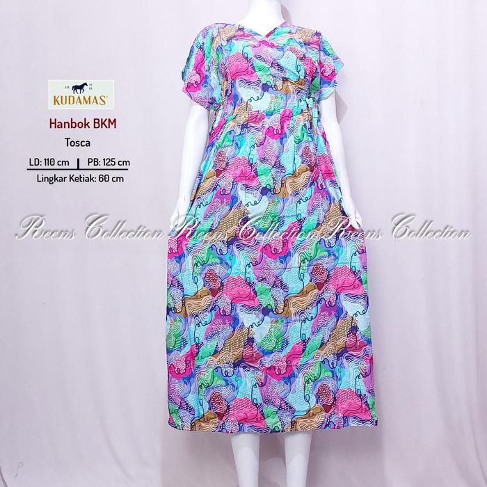 Batik Kuda Mas Daster HANBOK Tali Pinggang Daster Panjang Semata Kaki Longdress Kimono Lengan Pendek