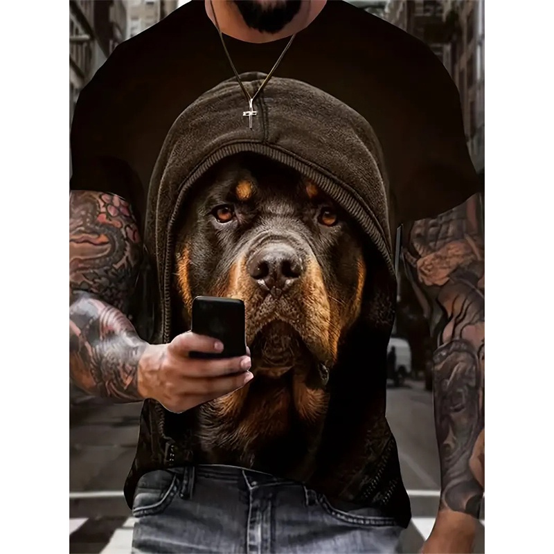 New Summer Dog Animal Element Pattern 3D Print T-Shirts Men Women T Shirt Short Sleeve Oversized