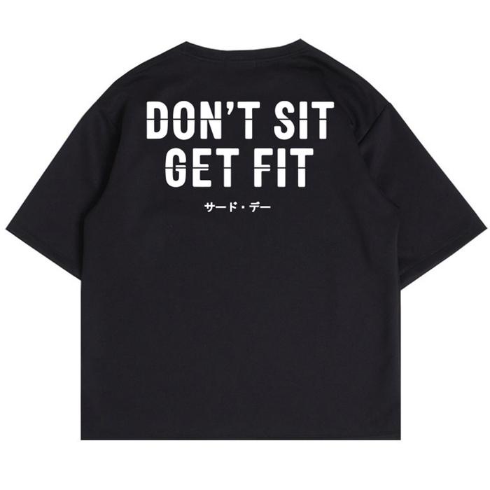 Kaos Oversize Gym ScubaLux Tebal "get fit" putih MTV33 Khaki MTV34 Hitam MTV35