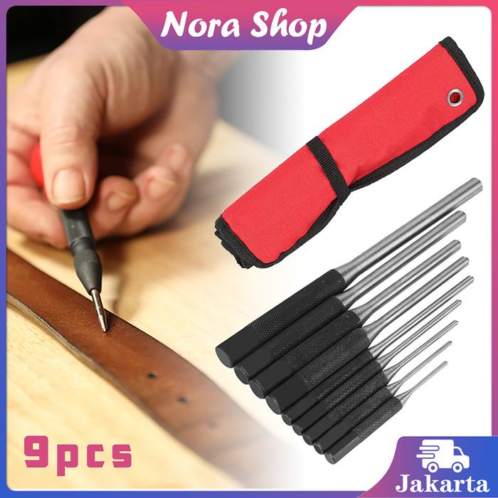 

Jual [READY] 9pcs Center Punch Set Alat Metal Drill Pointer Kepala Bulat Pin Punch Steel Grip Roll