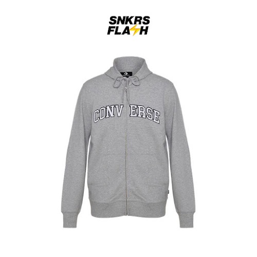CONVERSE Retro Full Zip Hoodie Light Retro Grey Heather Jaket Pria - MJ2114022