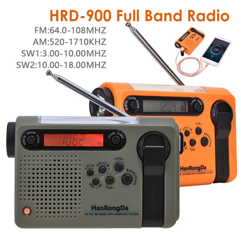 Digital Radio Portable Radio Solar Hand Crank Portable Am/Fm/Shortwave Emergency Radio With