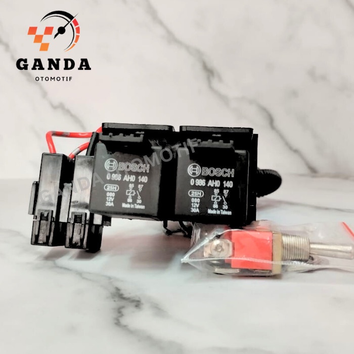 Kabel Relay Set Lampu Tembak Mobil Motor Dengan Relay Bosch - 2 Mode