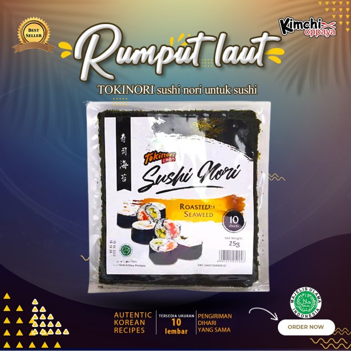 

Tokinori sushi nori HALAL 10 lembar rumput laut sushi korea kimbab