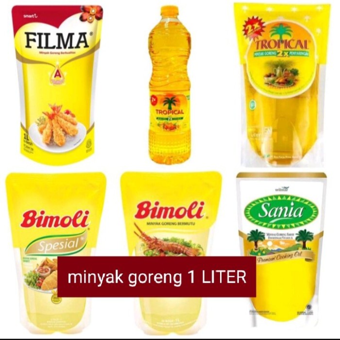 

Minyak Goreng Filma/Rose Brand/Gulen/Arwana/Fetta 1 Liter 1 Dus Isi 12