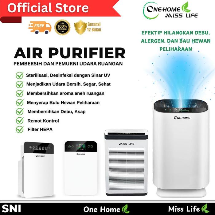 ONE HOME Air Purifier Pembersih Rumah Lampu UV-C Sterilizer Sensor Kualitas Filter Karbon Aktif HEPA