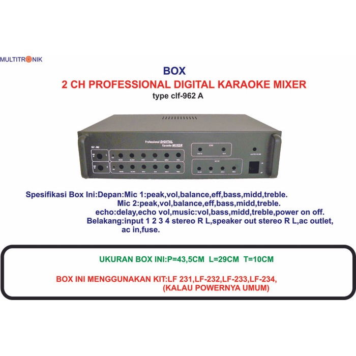 PREMIUM Box 2 ch Professional Digital Karaoke mixer CLF 962A