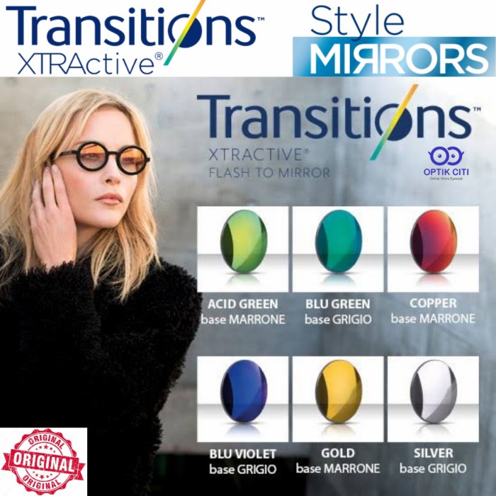 Lensa Essilor Crizal Transition Gen 8 Xtractive Style Mirrors Original Best Seller