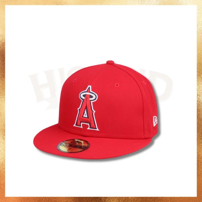 Ready Stock Topi New Era LA Los Angeles Angels On Field Red 59FIFTY Fitted Hat 100% Original