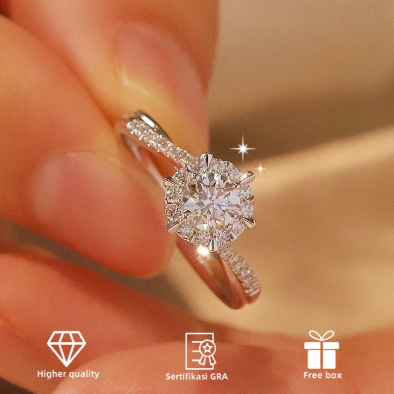 UM1 Cincin Wanita adjust Cincin Berlian Moissanite gra ori Cincin perak Lengan Teelintir anti korosi