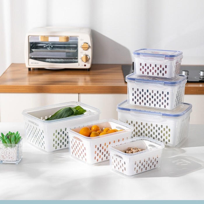 Kotak Penyimpanan Makanan Daging Kulkas Dengan Tirisan