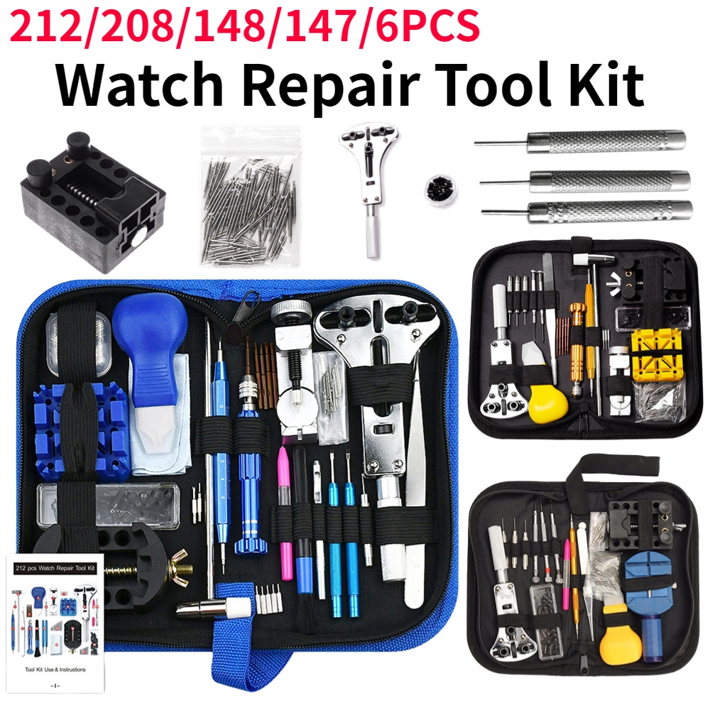 212/147/6PCS Watch Opener Repair Tool Kit Watchmaker Link Pin Hammer Set Clock Watch Remover Repair 