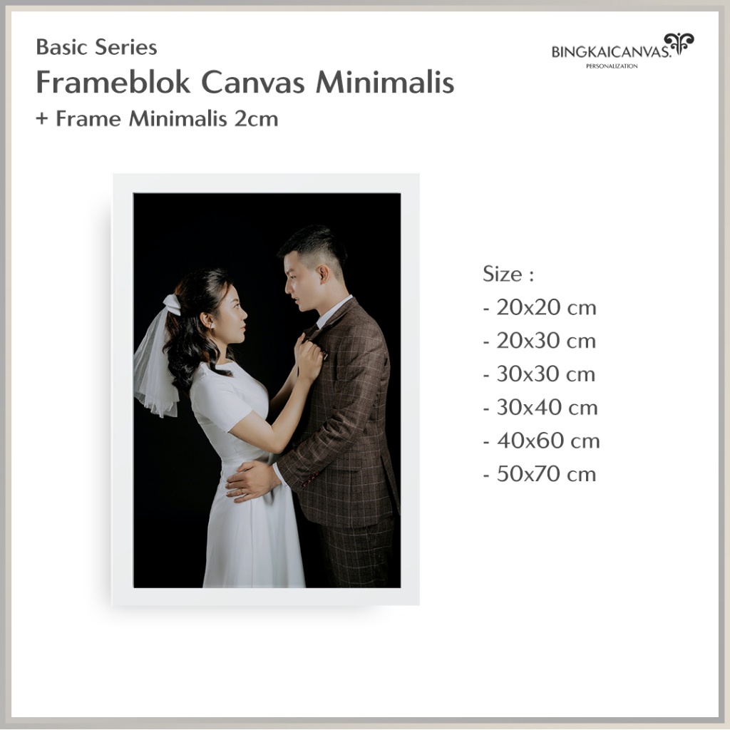 Cetak Foto Bingkai Kanvas 10r - 20r Frame Minimalis Putih Aestethic varian Ukuran AY0