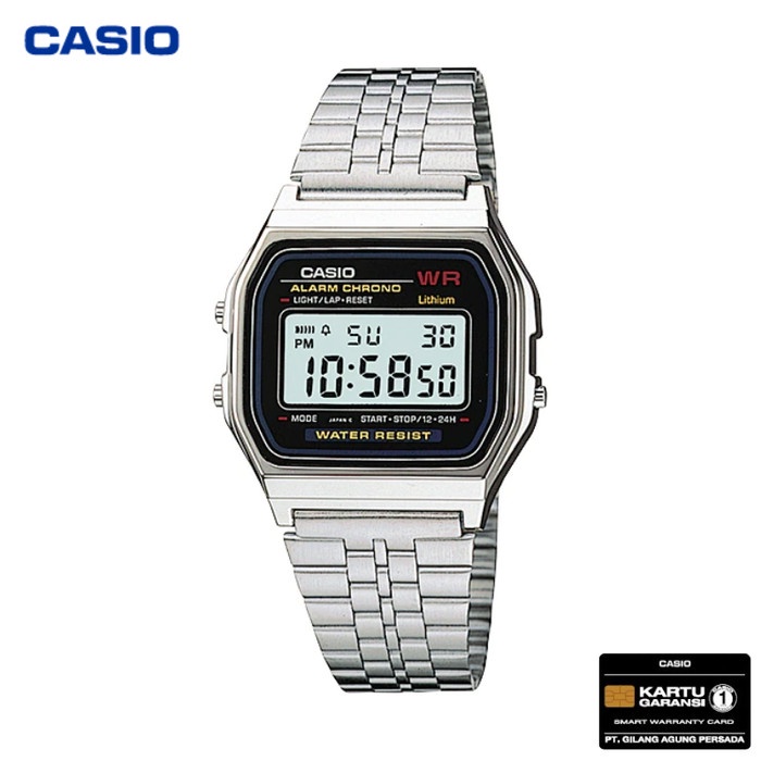 JAM TANGAN WANITA CASIO A159WA-N1 ORIGINAL - A-159WA SILVER