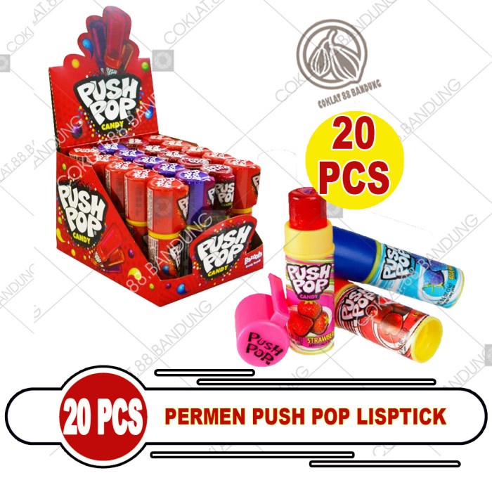 

Permen Push Pop Candy 1 Box 20 pcs X 14 gram Bentuk Lipstick 14 gr