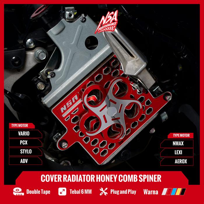 

HEMAT NSA COVER RADIATOR SPINER HONEY COMB VARIO PCX ADV NMAX AEROX LEXI STYLO Tutup Radiatror