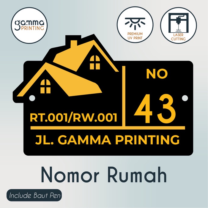 

NEW Nomor Rumah Akrilik UV Custom / Papan Alamat Acrylic Nomer Kustom B
