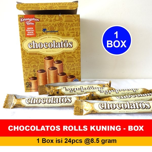 

JTTOP" GERY CHOCOLATOS WAFER ROLL 8.5GR ISI 24PCS/SNACK/CAMILAN/BISCUIT