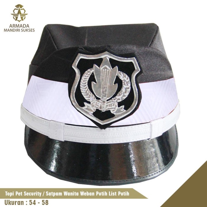 JTTOP" TOPI PET SECURITY COKLAT WEBAN PUTIH AKSESORIS SERAGAM SATPAM WANITA