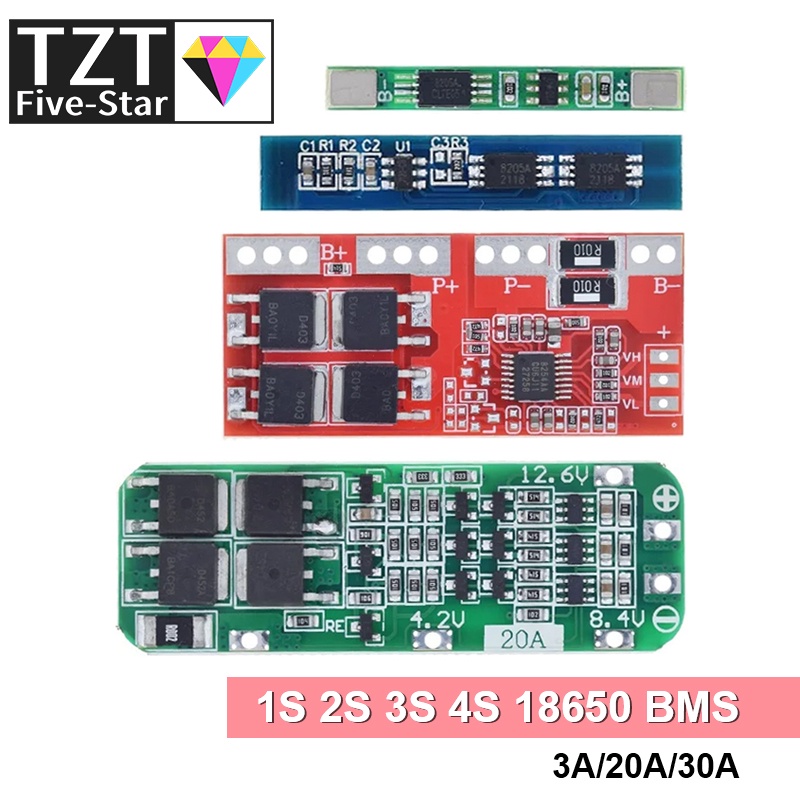 1S 2S 3S 4S 3A 20A 30A Li-Ion Lithium Battery 18650 Charger Pcb Bms Protection Board For Drill Motor