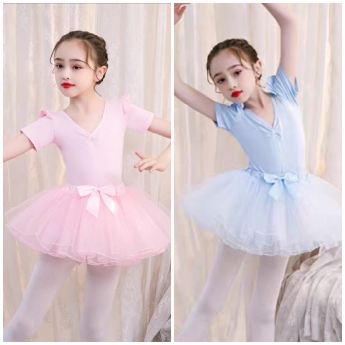 BALLET DRESS / Baju balet Lengan pendek dengan tutu terpisah import
