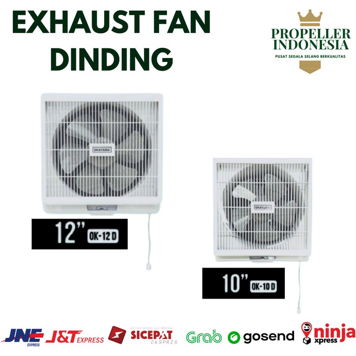 Hemat Exhaust Fan Dinding Blower Angin 10 Inch Dan 12 Inch Hexos Penyedot Udara Hexos Dinding Kipas
