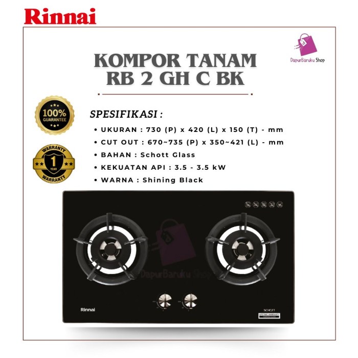 Kompor Tanam Gas Rinnai RB 2GH C(BK)