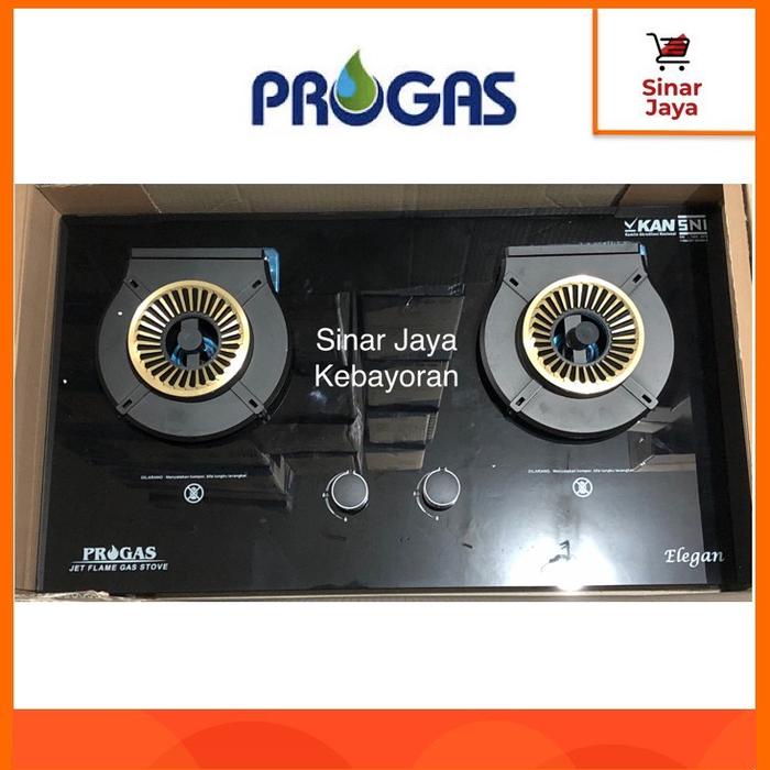 PROGAS Elegan Kompor Tanam Kaca 2 Tungku (Tungku Kaca Bisa DIANGKAT) (Tempered Glass)