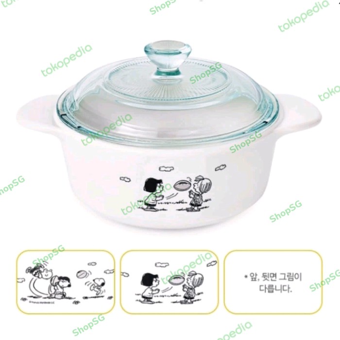 Corelle Corningware Snoopy Monochrome Casserole (Pilihan ukuran)