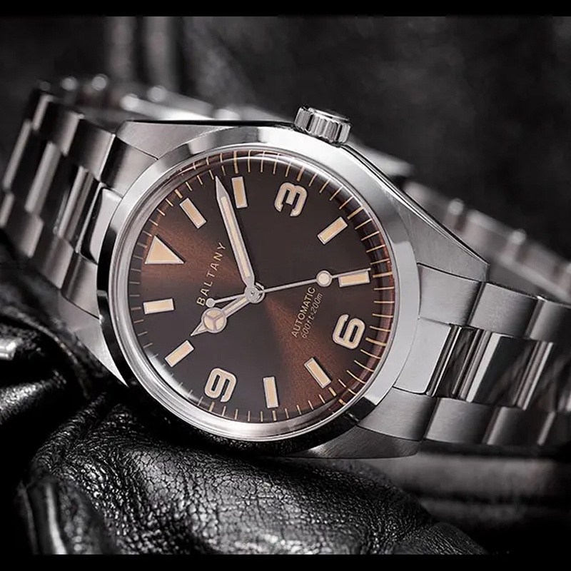 Baltany 39Mm Explorer Nh38 Men'S Automatic Mechanical Watch Sapphire Stainless Steel Waterproof