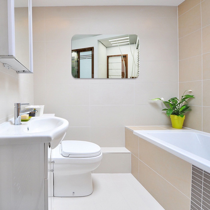 

DISKON Cermin Akrilik DIY Cermin Akrilik Dinding Kamar Mandi Tahan Air 30x20cm