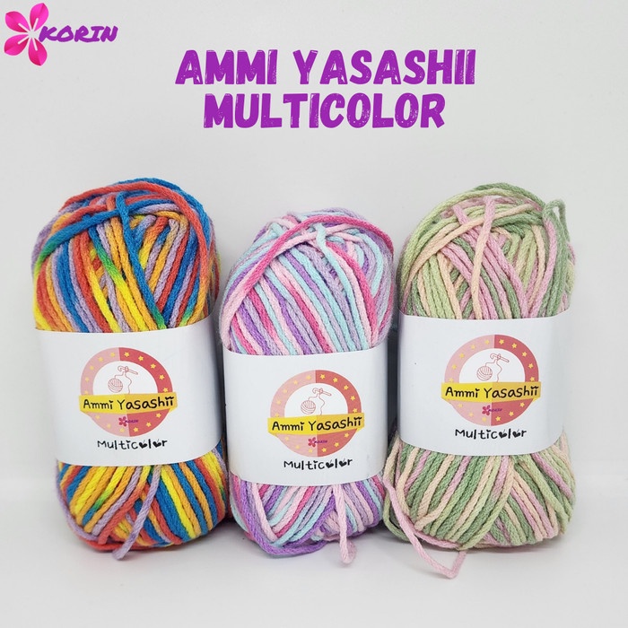 

DISKON Benang Rajut Ammi Yasashii Multicolor / Ammi Sembur / 100% Acrylic / 6 Ply Akrilik Korin /