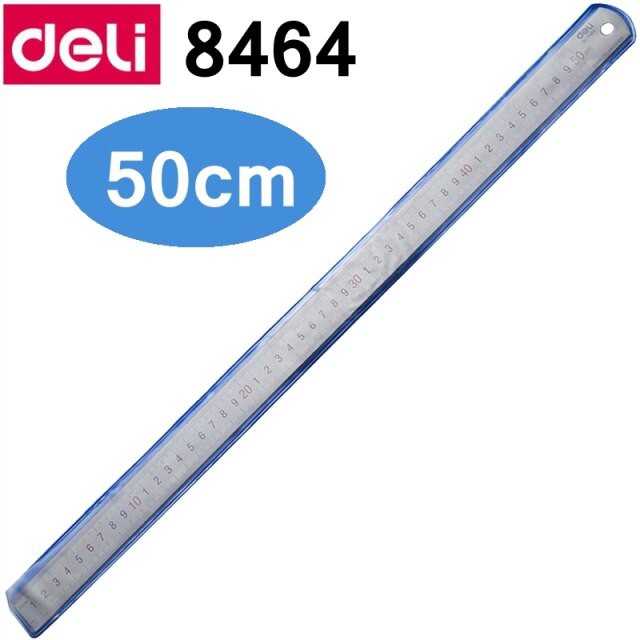 PENGGARIS MISTAR BESI STAINLESS 50 CM TEBAL DELI BAGUS ANTI GORES KARAT DRAFT RULLER