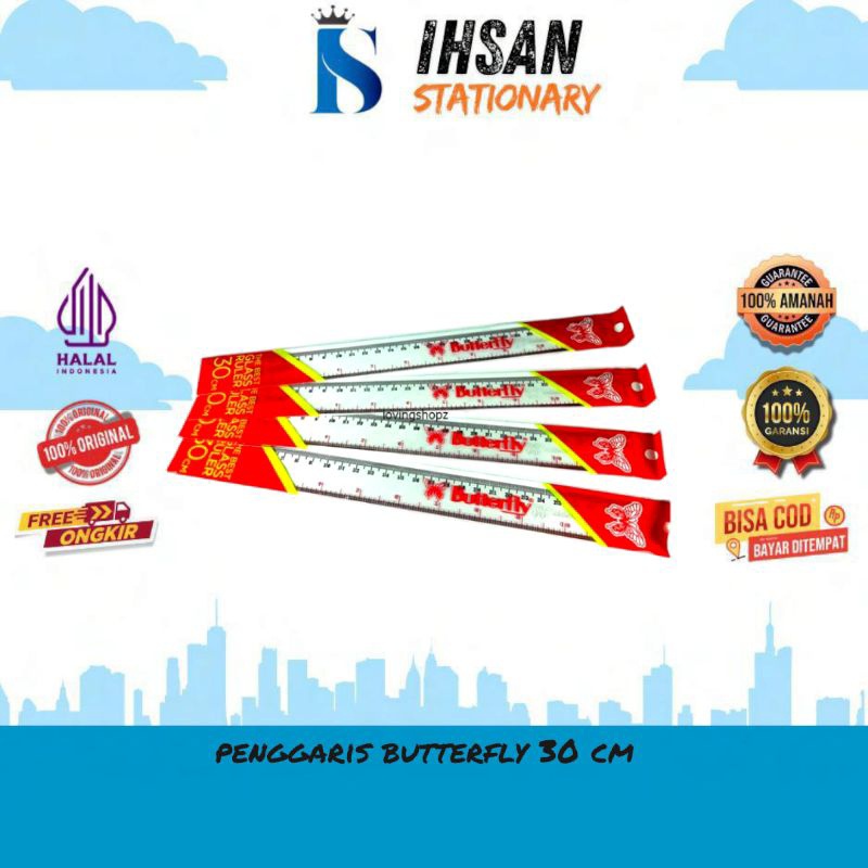 

Penggaris Plastik Butterfly 30cm Isi 12 Pcs (1 Lusin)