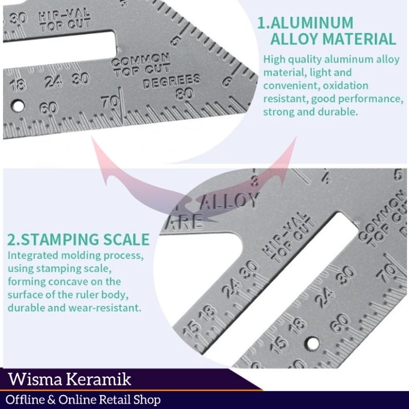 

Pengaris siku segitiga aluminium 7 inch, speed Square alumunium 7 inch