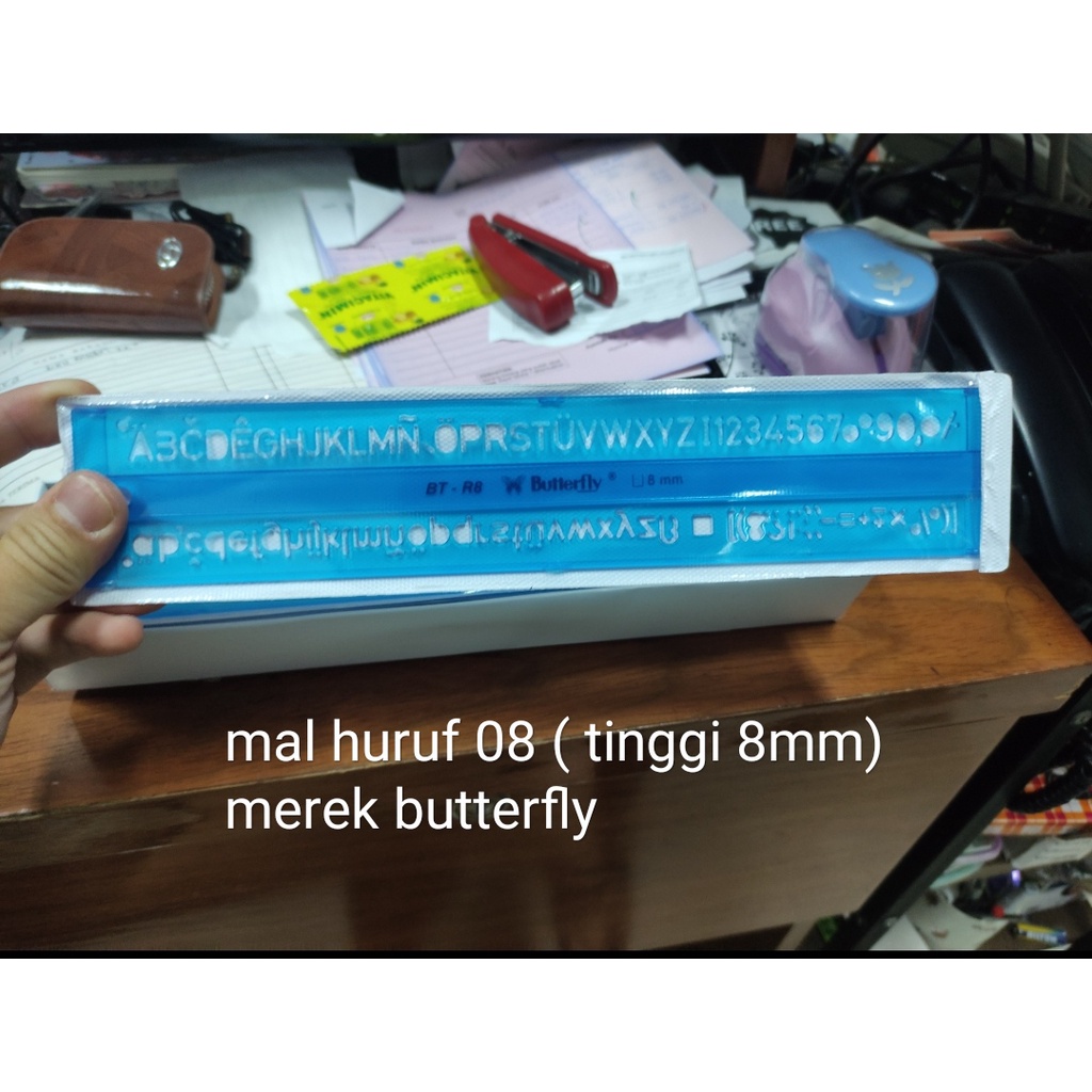 

mal huruf penggaris sablon 08 butterfly r8 atau 8mm