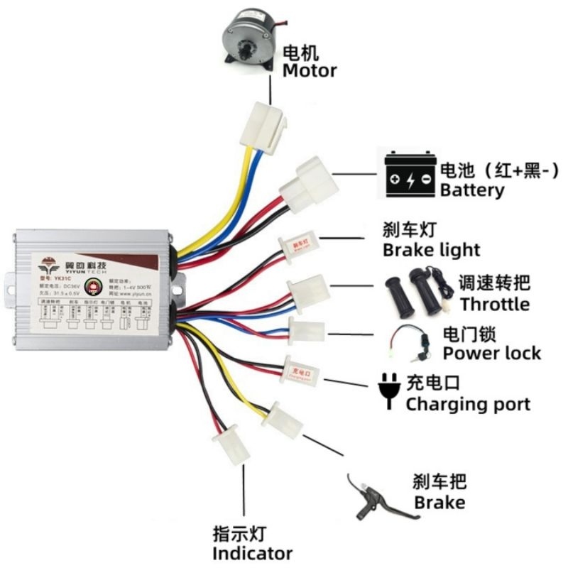 CONTROLLER 36V 500W BRUSHED KONTROLER 36VOLT 500WATT UNIVERSAL MINI TRAIL ELEKTRIK ATV ELECTRIC