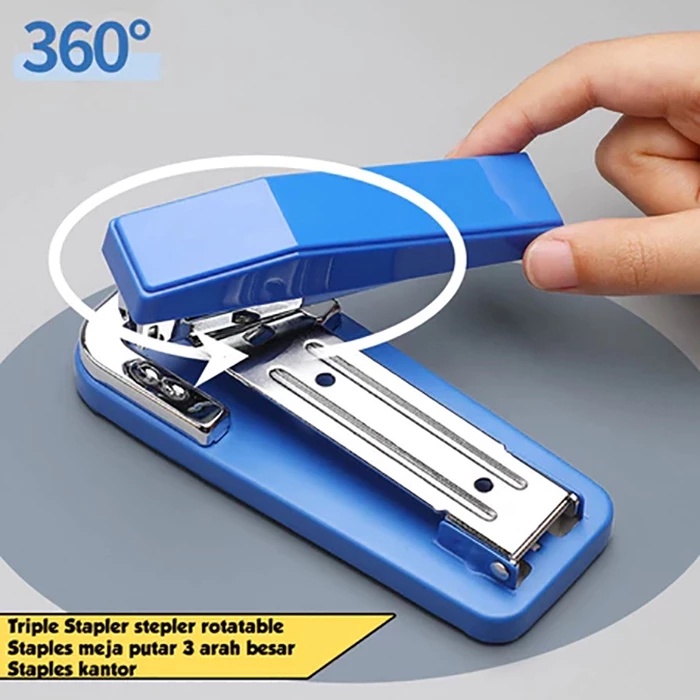 

Triple Stapler Stepler Rotatable/ Staples Meja Putar 3 Arah Besar/ Staples Kantor/Stapler Max