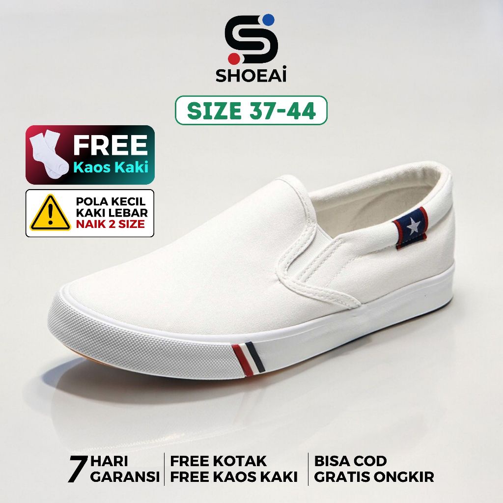 Unik Shoeai Star Slip On Sepatu Kasual Pria Wanita Trendy Sol Karet
