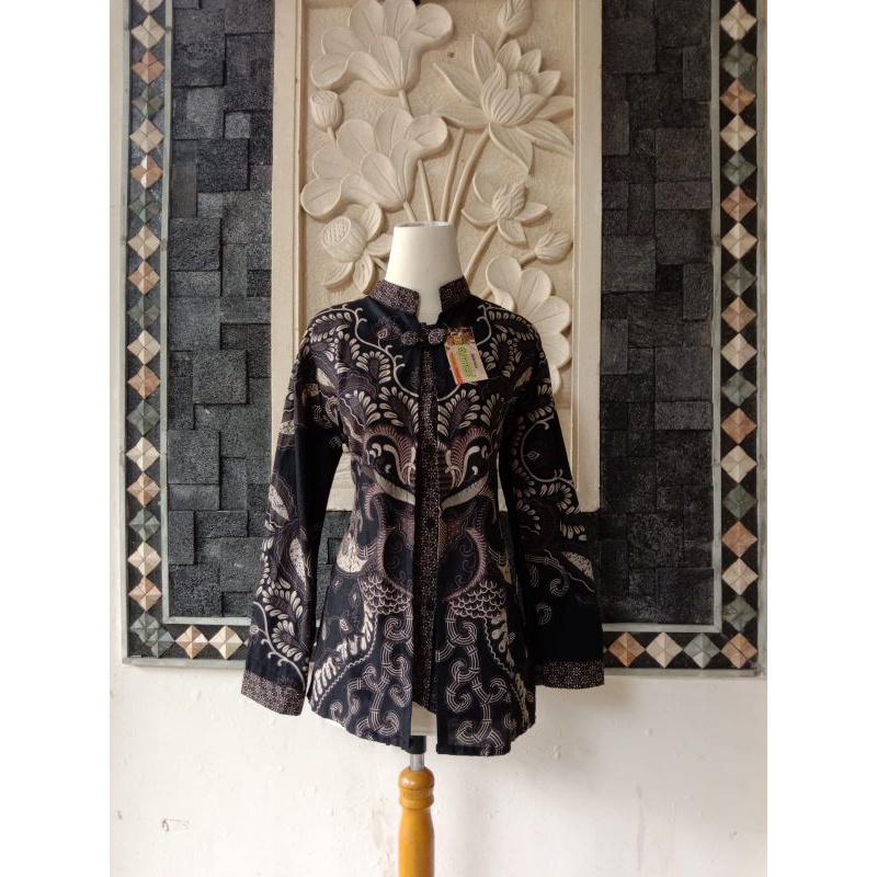 Unik Blouse Batik Lengan Panjang Berkancing/ Baju Kerja Lengan Panjang