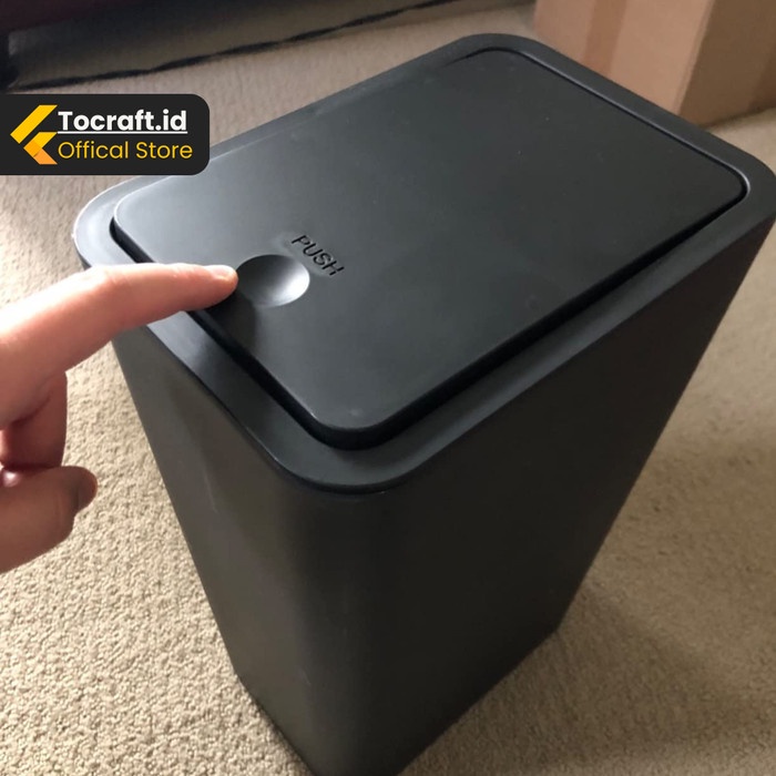 TCID Tempat Sampah Aesthetic Minimalis Hitam 10 Liter Hitam Plastik