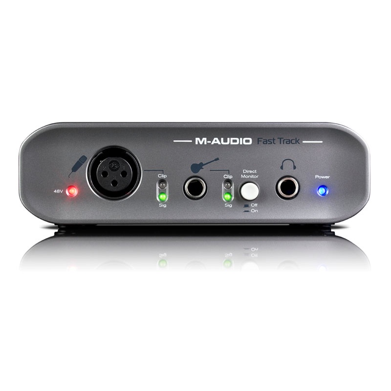 M-Audio Fast Track 2 input and 2 output USB 2.0 audio interface Direct Monitor button for live perfo