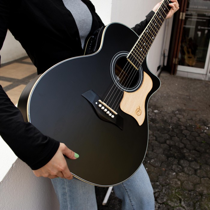 GITAR AKUSTIK ELEKTRIK MANDALIKA JUMBO BLACK DOFF EQUALIZER 7545R