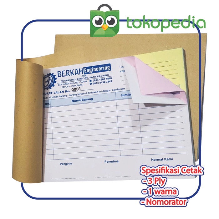 

TERLARIS! CETAK NOTA 1 RIM 3 PLY / RANGKAP (Custom NCR INVOICE BON) + NOMORATOR