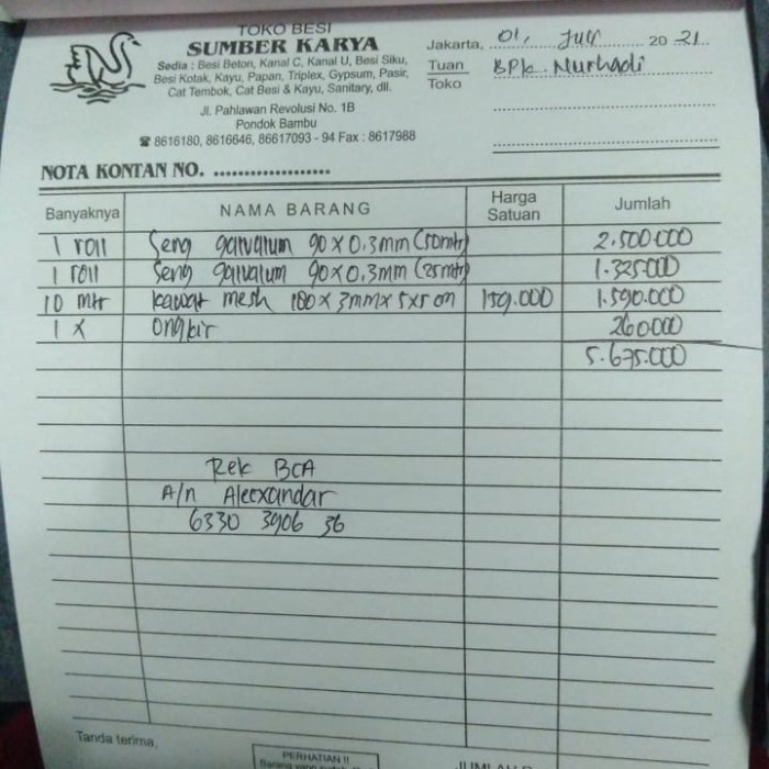 

Nota Bpk. Nurhadi 01 Juli 2021