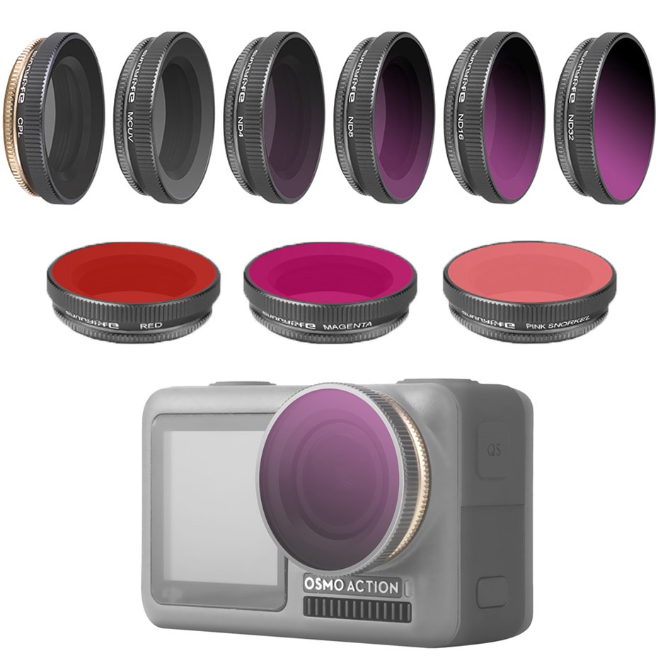 For OSMO ACTION Camera Lens Filter Diving Red Pink Magenta UV ND-PL CPL Filter Set For DJI Osmo Acti