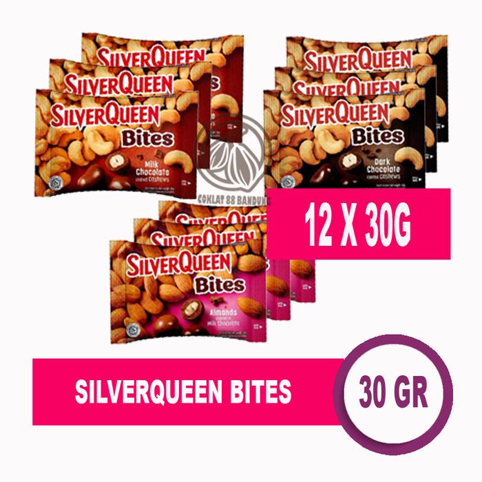 

BARANG TERLARIS SilverQueen Bites 30gr Box - 12 pcs X 30 gr - Cokelat Silver Queen Milk Coklat
